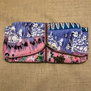 Pink & Purple Paisley Floral Print with Decorative Zipper Pouch